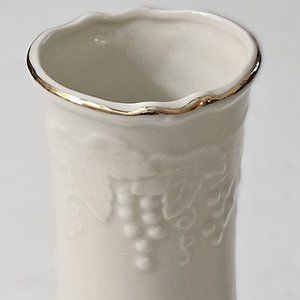 Vintage Off-White Porcelain Flower Bud Vase - Elegant Grapevine Design - 6" Tall